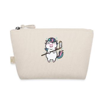 Einhorn beim Hockey Fabelwesen Sport - Bio-Täschchen - Natur - Vorne