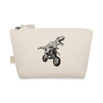 Dirt Bike Dinosaur Dirtbike Dino - Motocross Dino - Organic Pouch - nature - Front