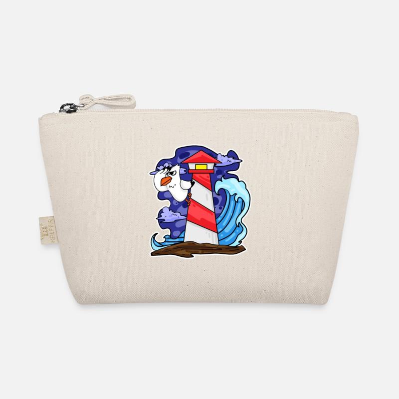 Leuchtturm mit Möwe und Wellen Bio-Täschchen