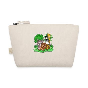 Cute Animals Monkey Lion Zebra Giraffe - Organic Pouch - nature - Front