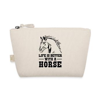 Life Is Better With Horses Equestrian Horse Rider - Bio-Täschchen - Natur - Vorne