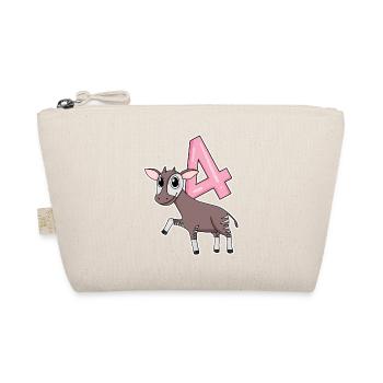 Girl 4 years old Okapi 4th birthday gift - Organic Pouch - nature - Front