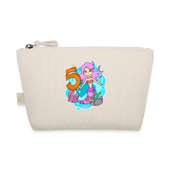 Fille de 5 ans sirène de 5ème anniversaire - Trousse biologique - nature - Devant