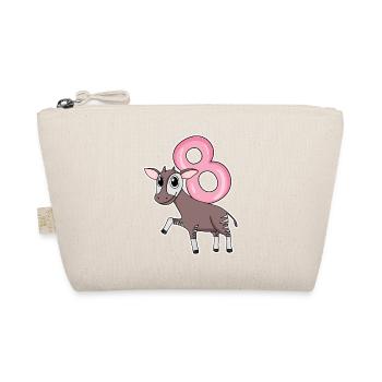 Girl 8 years old Okapi 8th birthday gift - Organic Pouch - nature - Front