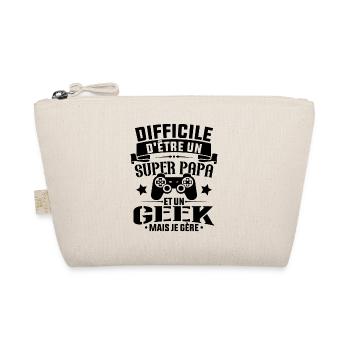 Un super papa et Un geek - Cadeau papa jeux video - Trousse biologique - nature - Devant