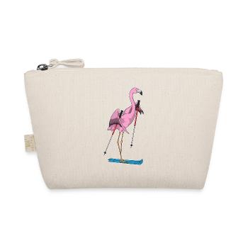 Flamingo Skifahrer Ski - Bio-Täschchen - Natur - Vorne
