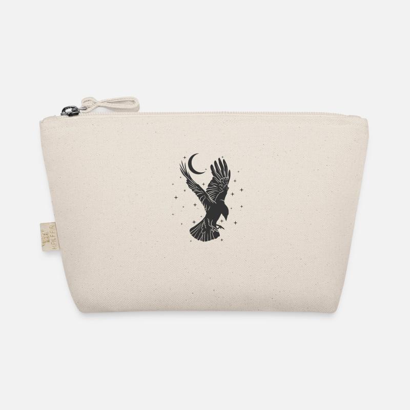 Raven or crow at night by moon Organic Pouch