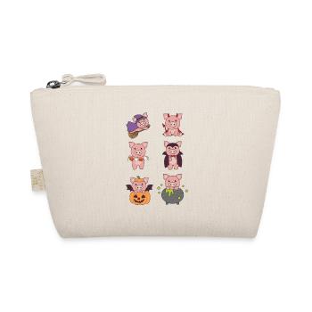 Cochon Halloween Diable Citrouille Vampire Costume - Trousse biologique - nature - Devant
