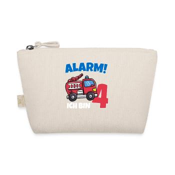 Geburtstagsshirt 4 Jahre Feuerwehr Geschenke - Bio-Täschchen - Natur - Vorne