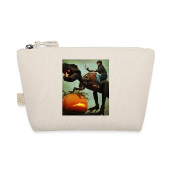Halloween Dino Boy Riding Dinosaurs - Organic Pouch - nature - Front