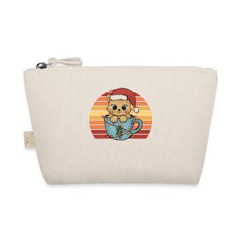 Chaton de chat de Noël avec chapeau de Noël rétro - Trousse biologique - nature - Devant