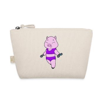 Schwein Bodybuilder Hantel Bodybuilding - Bio-Täschchen - Natur - Vorne