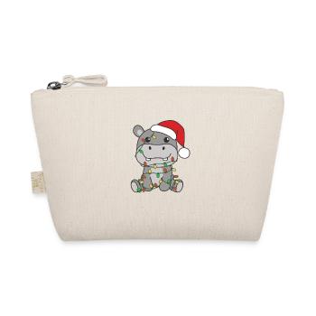 Hippo Weihnachten Winter Tiere Hippos - Bio-Täschchen - Natur - Vorne