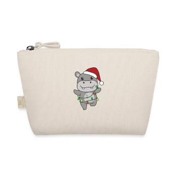 Hippo Weihnachten Winter Tiere Hippos - Bio-Täschchen - Natur - Vorne