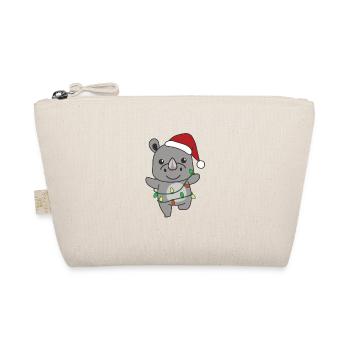 Nashorn Weihnachten Winter Tiere Nashörner - Bio-Täschchen - Natur - Vorne