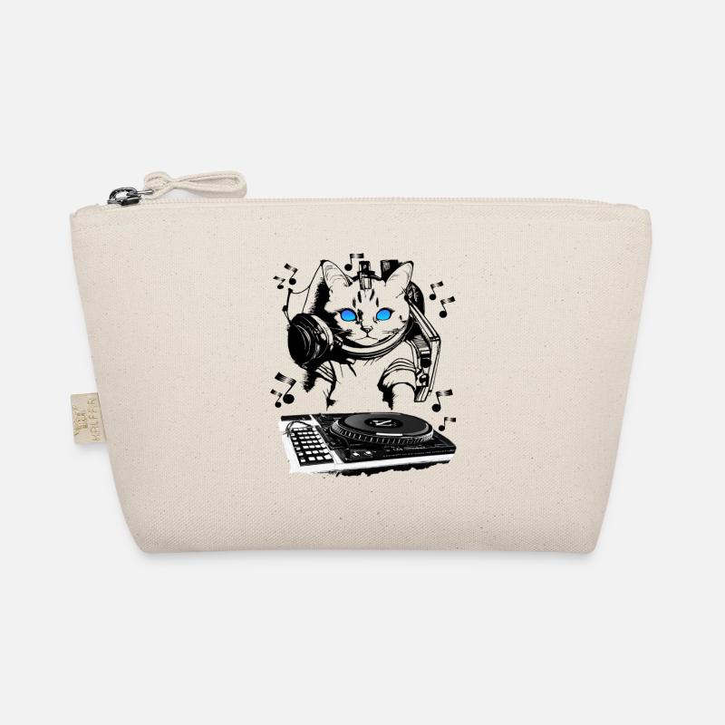 Katzen DJ mit Mischpult - Bio-Täschchen - Natur