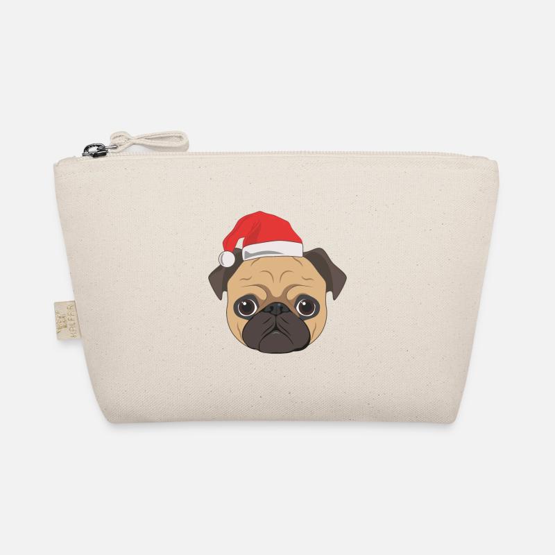 Dog lover pug with Christmas hat Organic Pouch