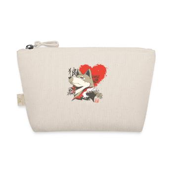 Retro japan wolf Big Kanagawa wave - Organic Pouch - nature - Front