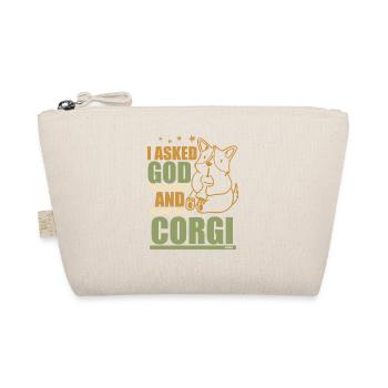 God Happiness Corgi Dog Saying - Organic Pouch - nature - Front