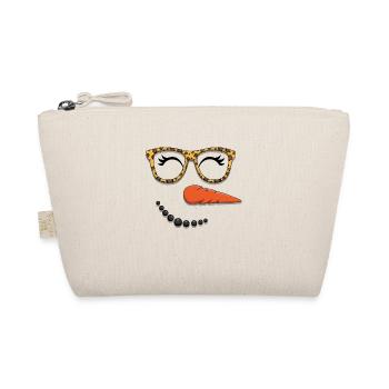 Niedlicher Schneemann Gesicht Winter Kopf Dezember Weihnachten - Bio-Täschchen - Natur - Vorne