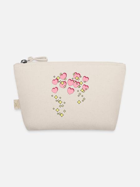 Hearts Stars Love Romantic Valentine Couple - Organic Pouch - nature - Front