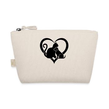 Funny Cat & Dog Heart - Dog and Cat Lover Dog Love - Organic Pouch - nature - Front