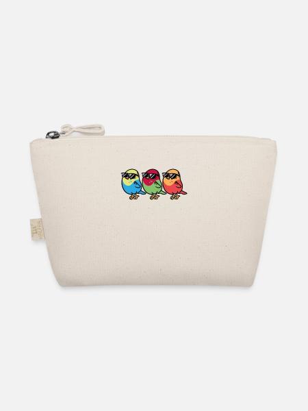 Trois oiseaux blancs avec des lunettes de soleil - Trousse biologique - nature - Devant