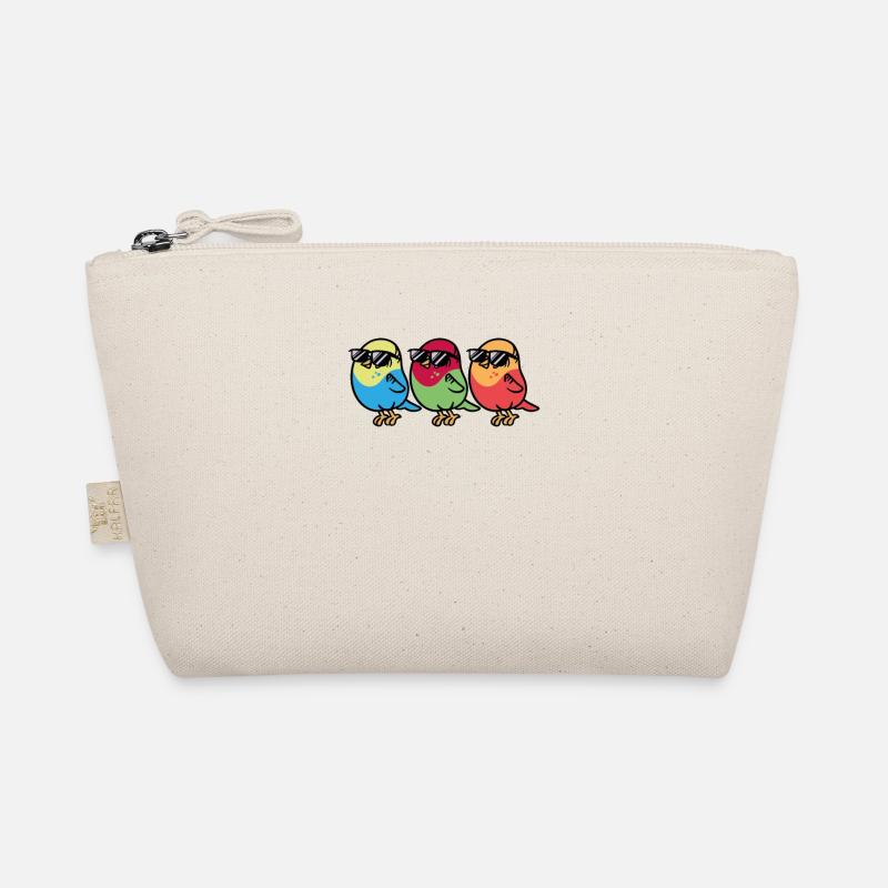 Three white birds with sunglasses Organic Pouch
