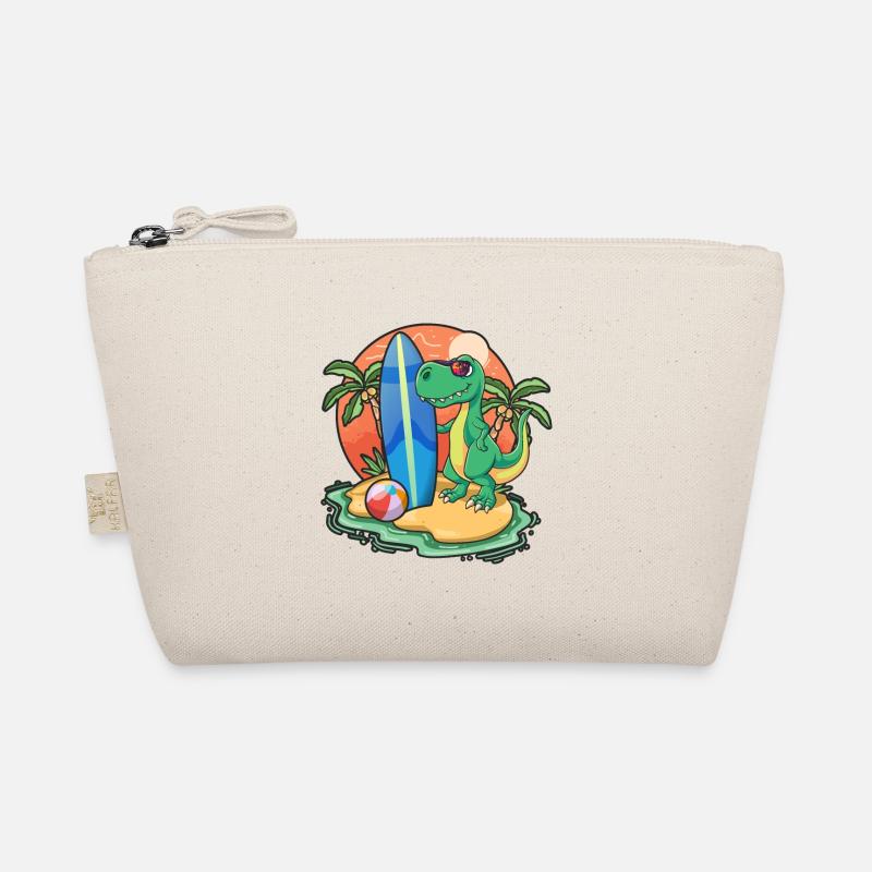 Funny Dinosaur Surf Lovers Cool Surfboard Surfing Organic Pouch