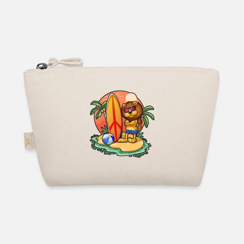 Funny Lion Surf Lovers Cool Surfboard Surfing Pun Organic Pouch
