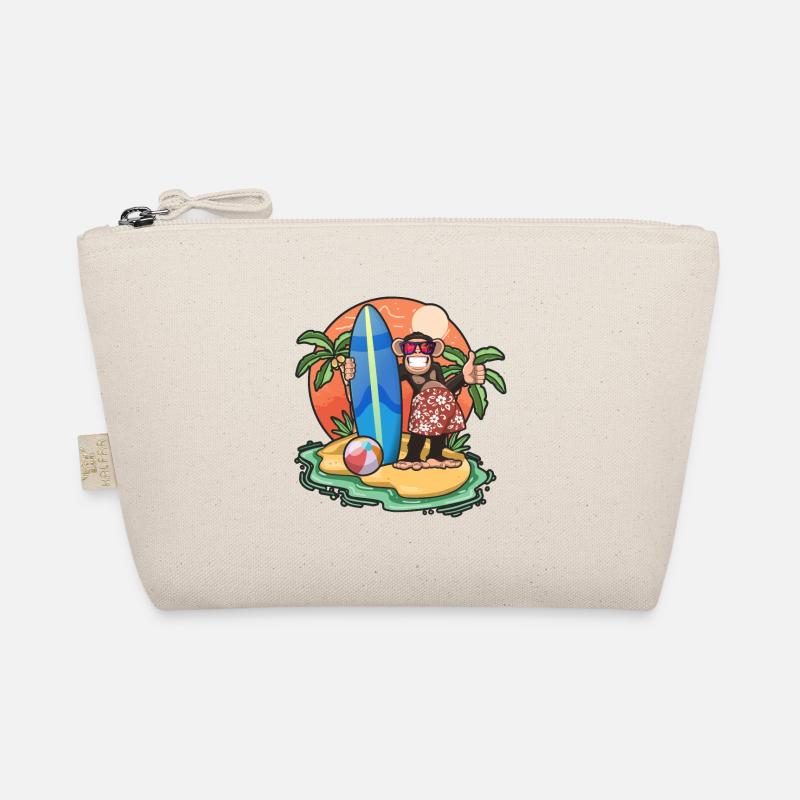 Funny Monkey Surf Lovers Cool Surfboard Surfing Organic Pouch