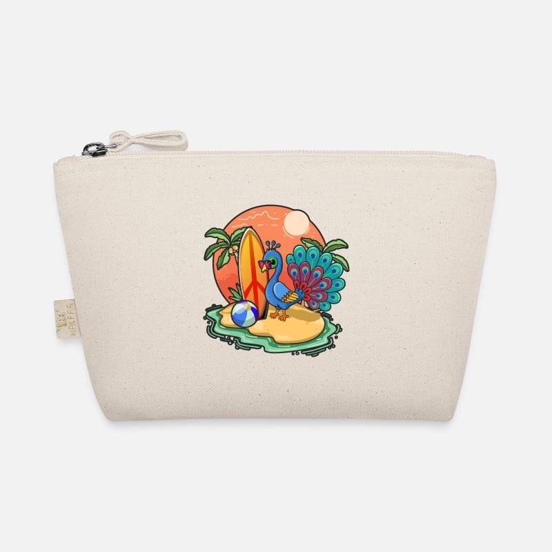 Funny Peacock Surf Lovers Cool Surfboard Surfing Organic Pouch