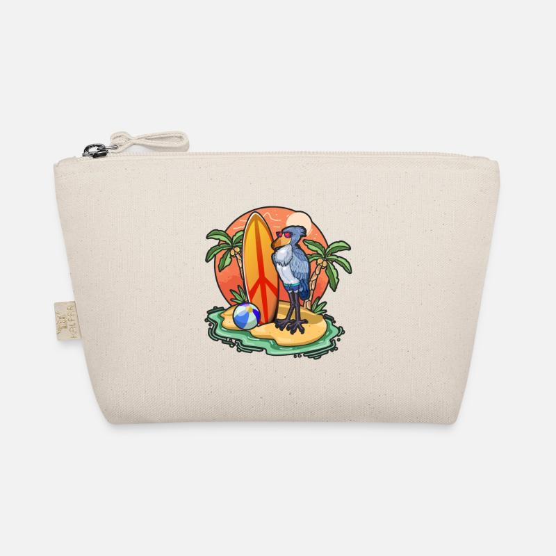 Funny Shoebill Surf Lovers Cool Surfboard Surfing Organic Pouch