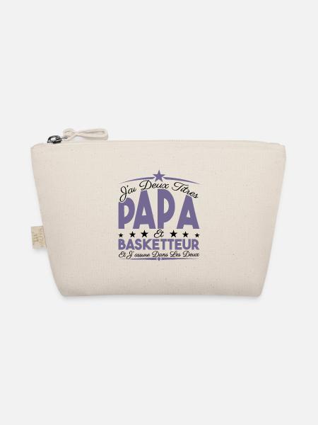 J'ai deux titres Papa et Basketteur, Cadeau Papa. - Trousse biologique - nature - Devant