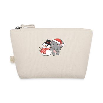 Elephant with snowman in winter for Christmas - Organic Pouch - nature - Front