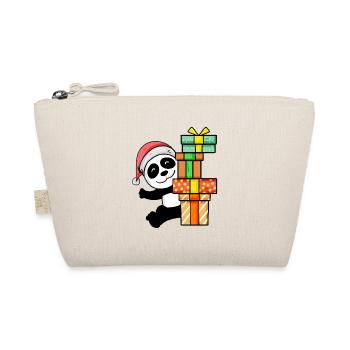 Christmas Panda with gifts - Organic Pouch - nature - Front