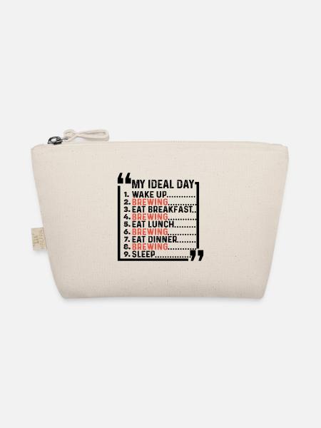 My Ideal Day Wake Up Brewing Eat Breakfast Homebre - Bio-Täschchen - Natur - Vorne