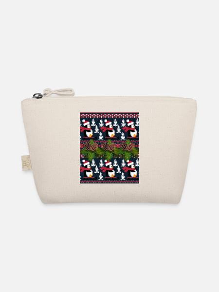Pingouin et luge pour NOEL - Trousse biologique - nature - Devant