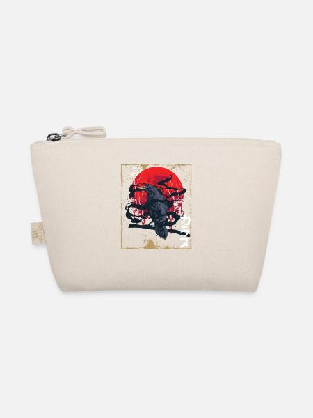 Gothic Skull-Red Moon-Black Crow - Organic Pouch - nature - Front