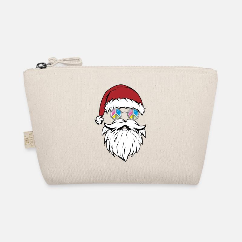 Weihnachtsmann mit runder Brille Liebe und Frieden Bio-Täschchen