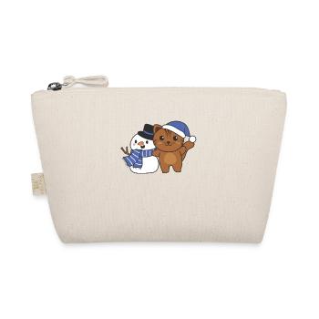 Cat with snowman in winter for Christmas - Organic Pouch - nature - Front