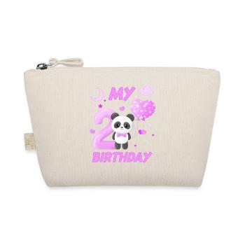 Zweiter Kinder Geburtstag Mädchen Panda Geschenk - Bio-Täschchen - Natur - Vorne
