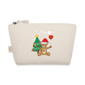Teddy bear Santa Claus hat Christmas tree - Organic Pouch - nature - Front
