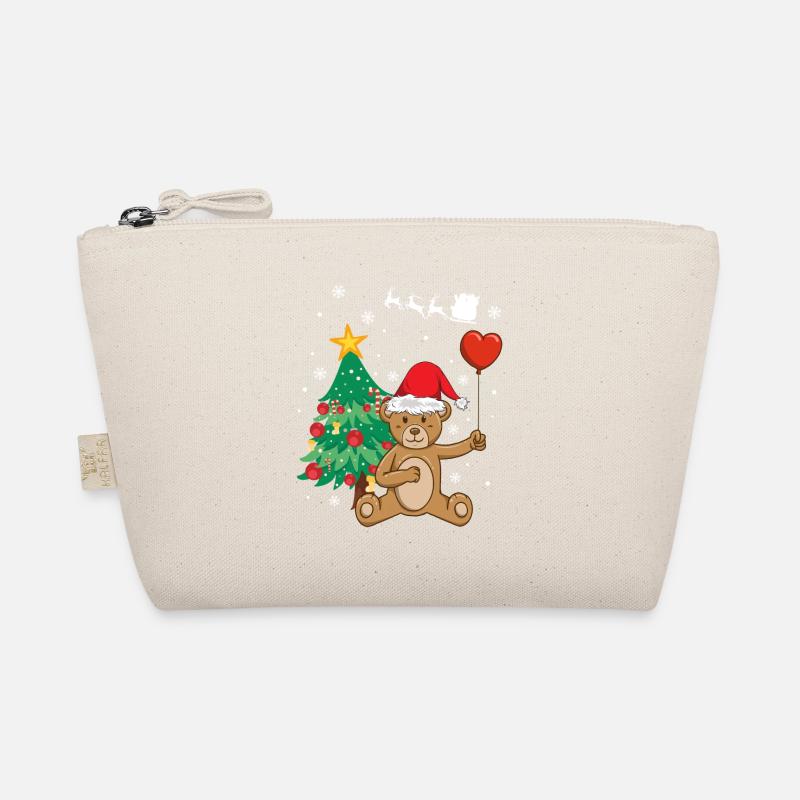 Teddybär Weihnachtsmannmütze Weihnachtsbaum Bio-Täschchen