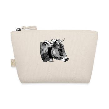 Grey Cattle Animal Head Motif Print with Bull - Organic Pouch - nature - Front