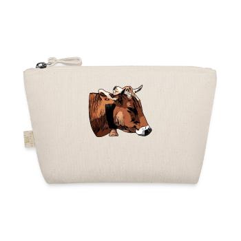 Farmer Cattle Animal Head Motif Print with Bull - Organic Pouch - nature - Front