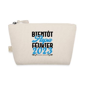 Cadeau Annonce grossesse bientôt Papa Février 2023 - Trousse biologique - nature - Devant