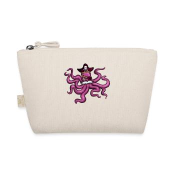 Oktopus Pirat Piratenhut Augenklappe Schnurbart - Bio-Täschchen - Natur - Vorne