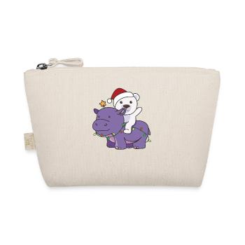 Weihnachts Hippo Eisbär frohe Weihnachten Hippo - Bio-Täschchen - Natur - Vorne