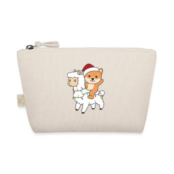 Shiba Inu Lama Weihnachten Schnee Winter Tiere - Bio-Täschchen - Natur - Vorne